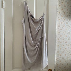 Express Cream Colored One Shoulder Cocktail Dress